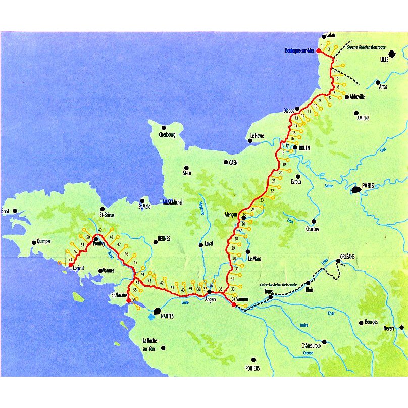 Kaart Bretagne Frankrijk - Vogels